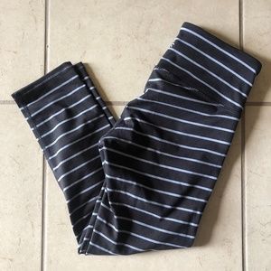 XXS Black/Grey Striped Athleta Crop Leggings